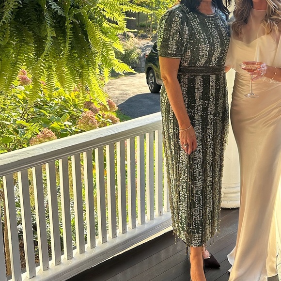 Cocktail Geometric Beaded Midi-Dress - Picture 2 of 6